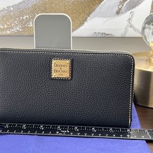 Dooney and Bourke Pebble Grain Large Zip Around Wristlet - Black